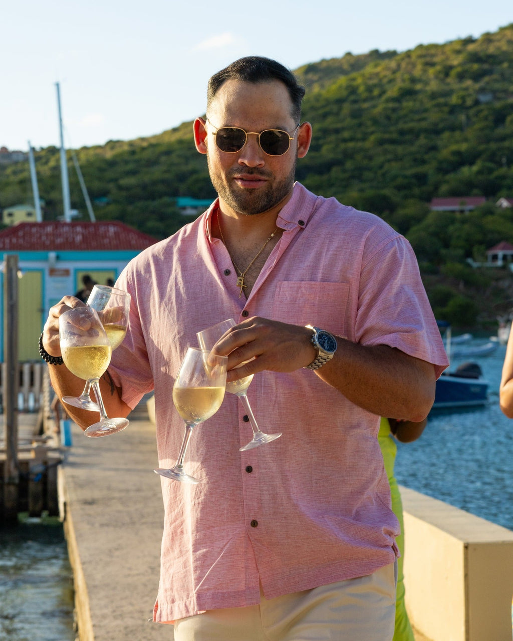 The Rosé Blusher - Short Sleeve Pink Linen Shirt
