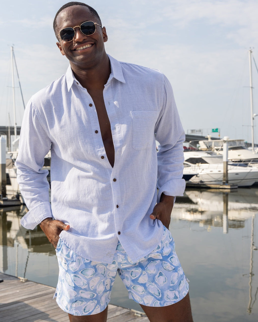 The Ice Breaker - Long Sleeve Blue Linen Shirt