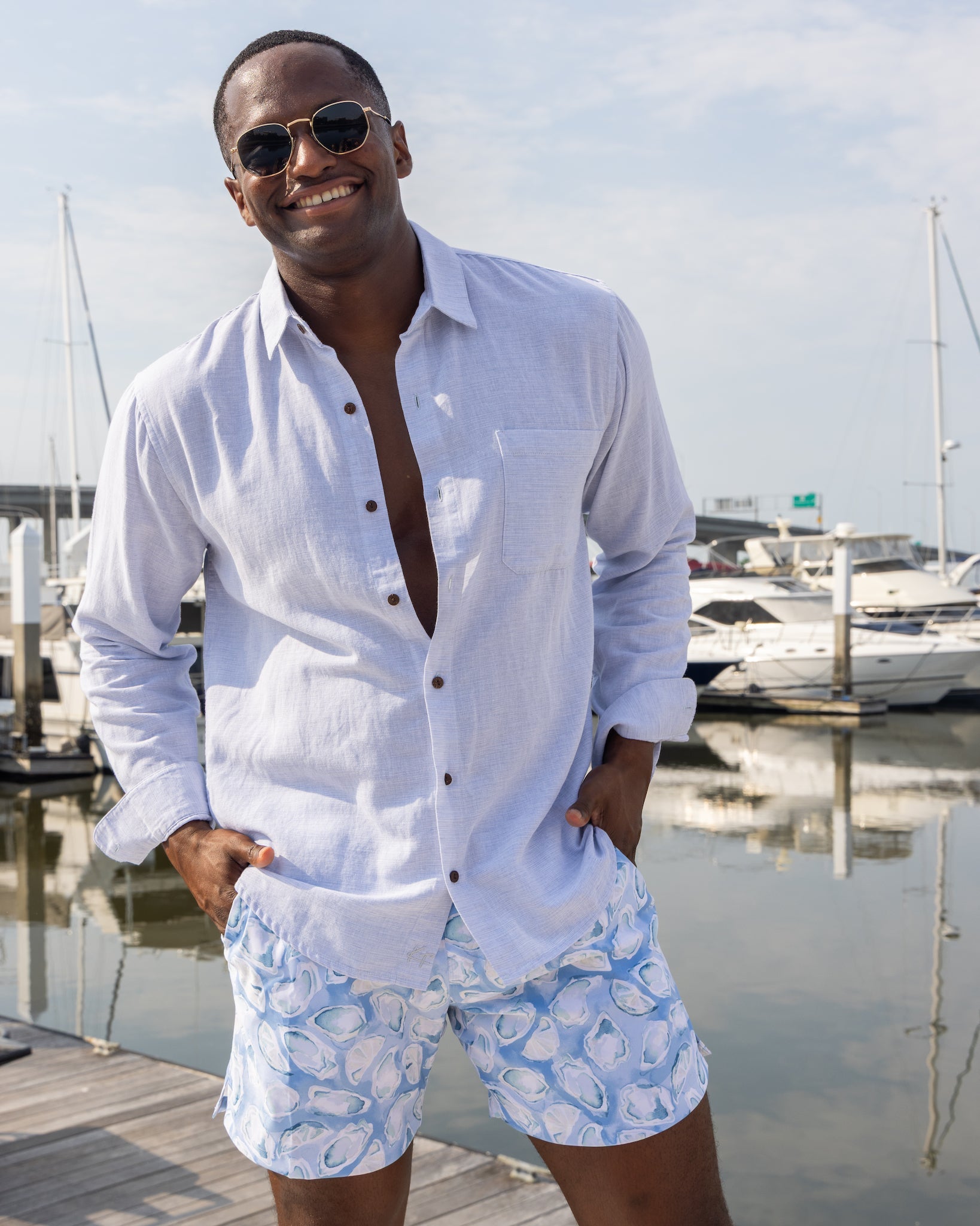 The Ice Breaker - Long Sleeve Blue Linen Shirt