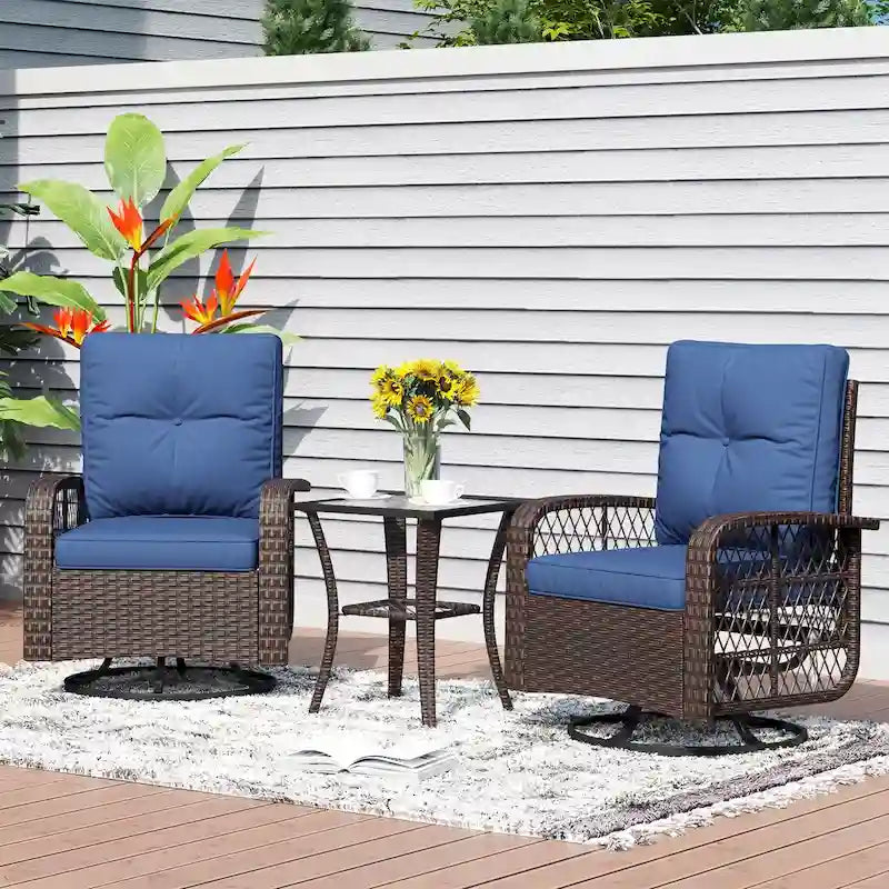 3 Pieces Outdoor Swivel Rocker Chair