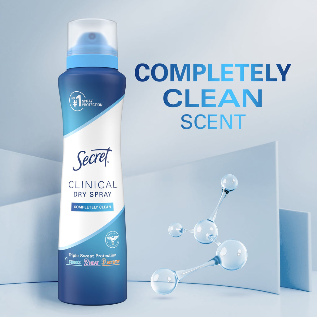 Clinical Strength Dry Spray Antiperspirant & Deodorant for Women, Completley Clean Scent, 3.8oz