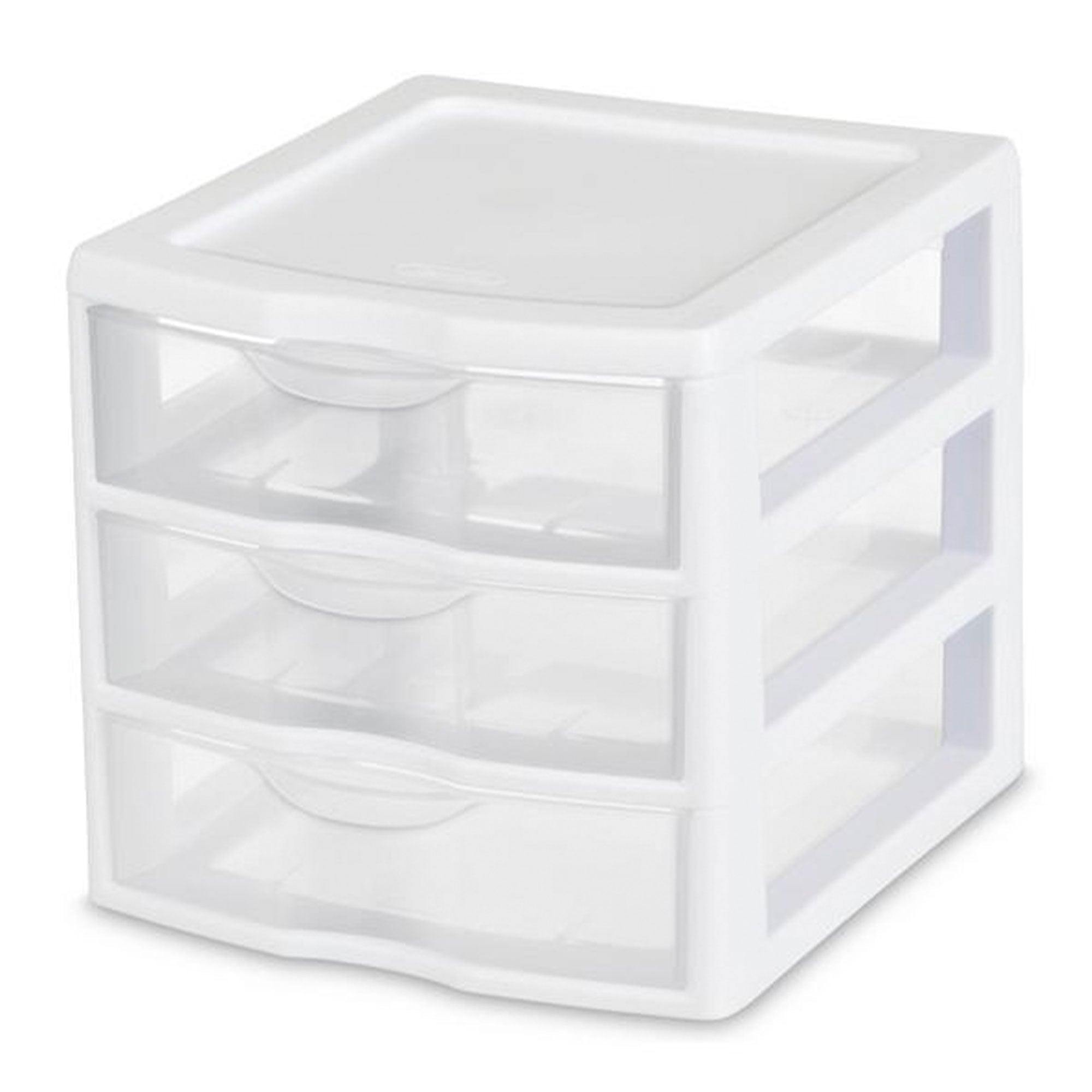 3 Drawer Clear Storage Bin, Desktop Drawer Storage Container, White