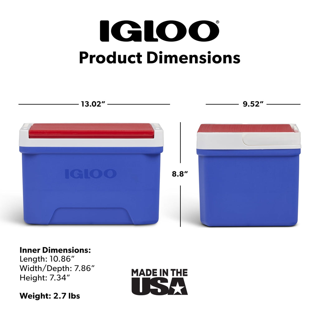9 QT Laguna Ice Chest Cooler, Blue Red and White