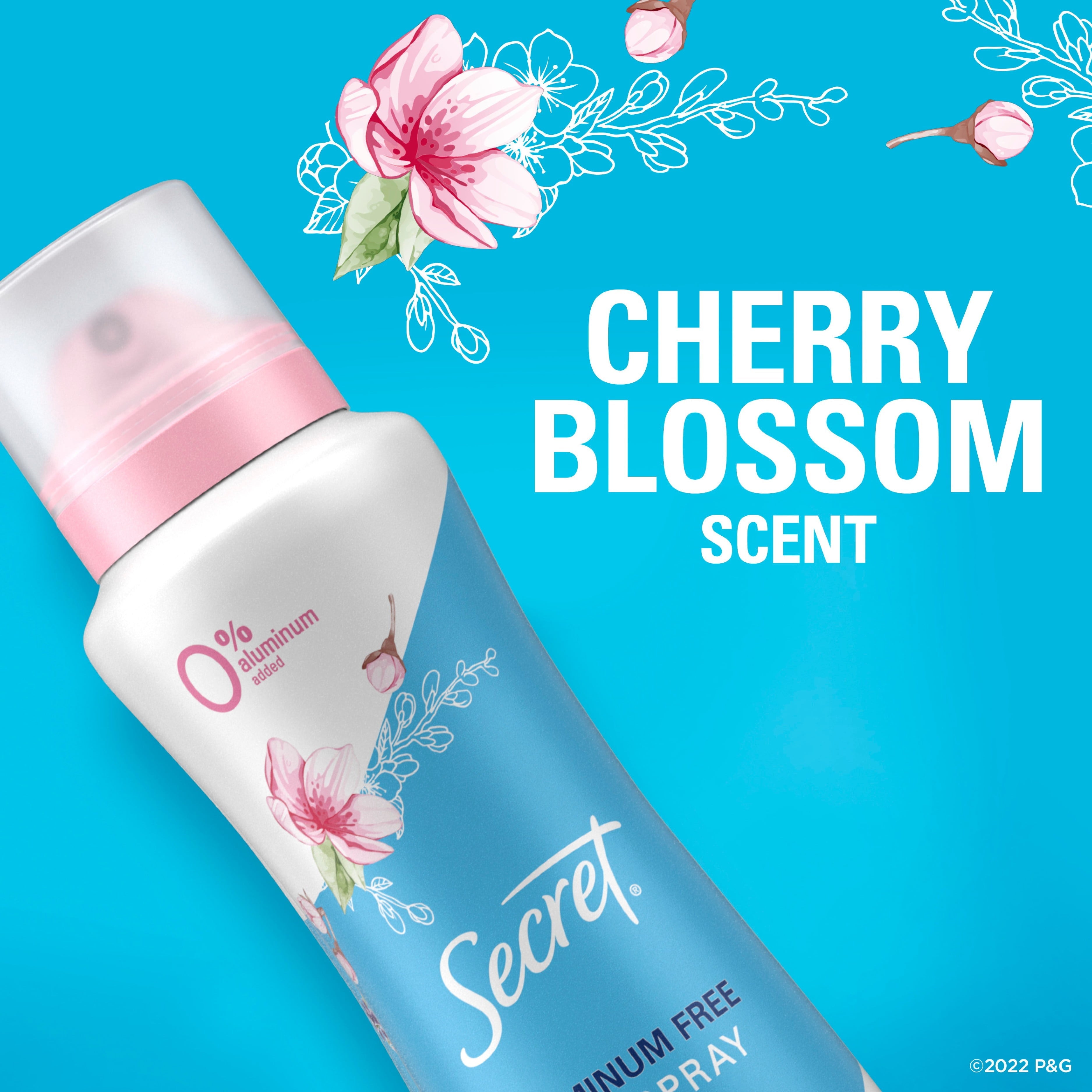 (6 pack) Secret Dry Spray Aluminum Free Deodorant for Women, Cherry Blossom, 4.1oz, Pack of 2