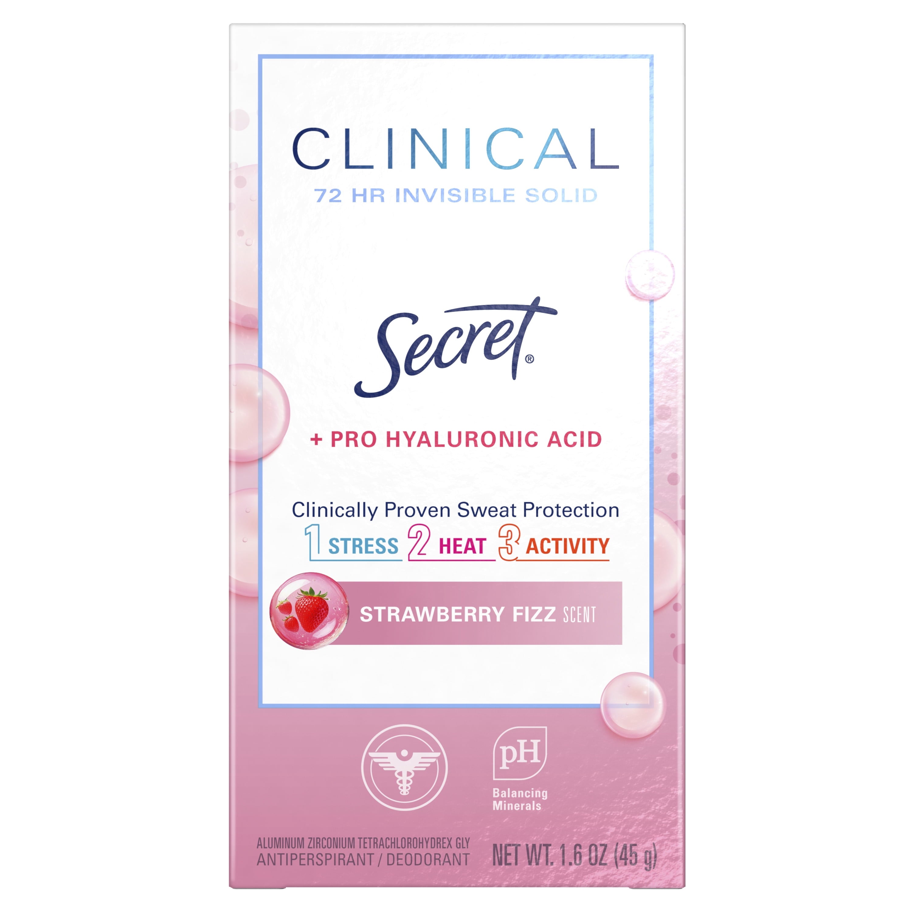 Clinical 72 HR Invisible Solid Antiperspirant Watermelon Fizz with Pro-Hyaluronic Power 1.6 oz