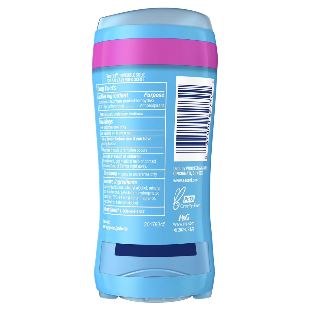 Invisible Solid Antiperspirant and Deodorant, Clean Lavender Scent, Twin Pack, 2.6 oz