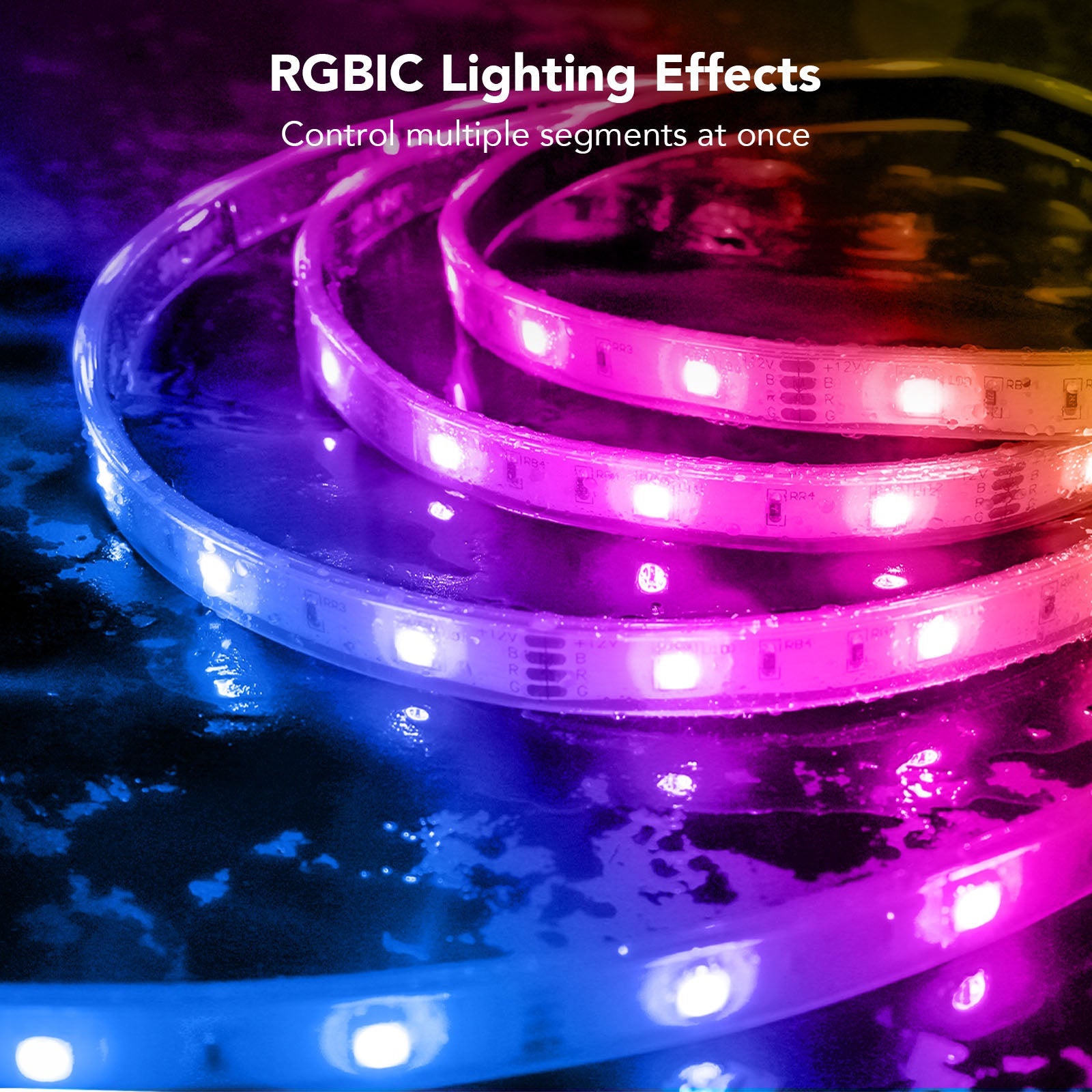 32.8ft RGBIC Outdoor LED Strip Light with Warm and Cold White, WiFi Smart Lights Outdoor, IP65 Waterproof, Work with Alexa and Google Assistant, Remote Control