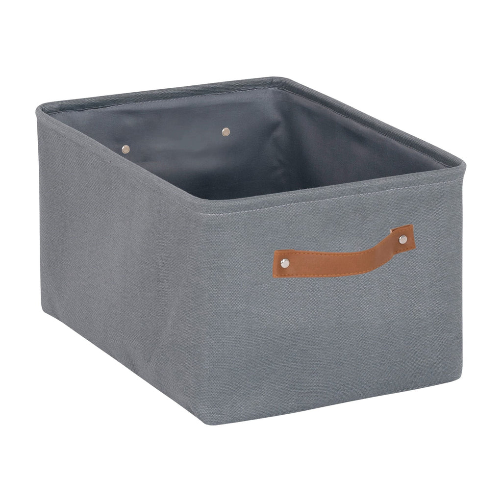 Natural Canvas Fabric Decorative Storage Basket with Handles, 15 in x 8 in x 11 in