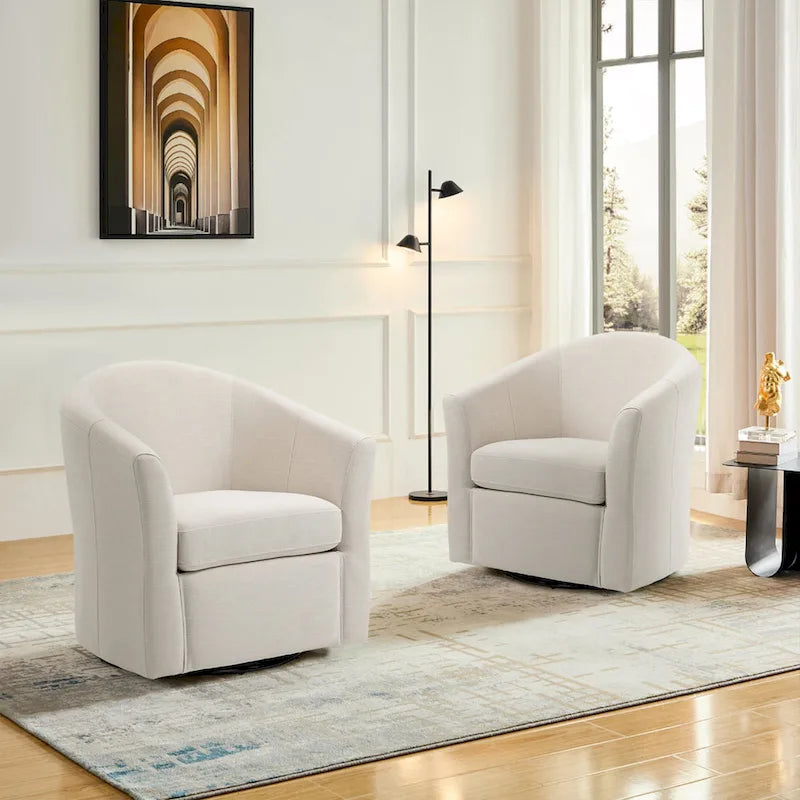 Modern Upholstered Swivel Barrel Chair Living Room Accent Chair