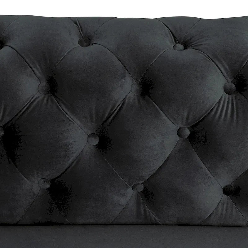 Morden Fort Modern Loveseat Two-Seater Sofa with Dutch Velvet, Solid Wood Frame and Iron Legs