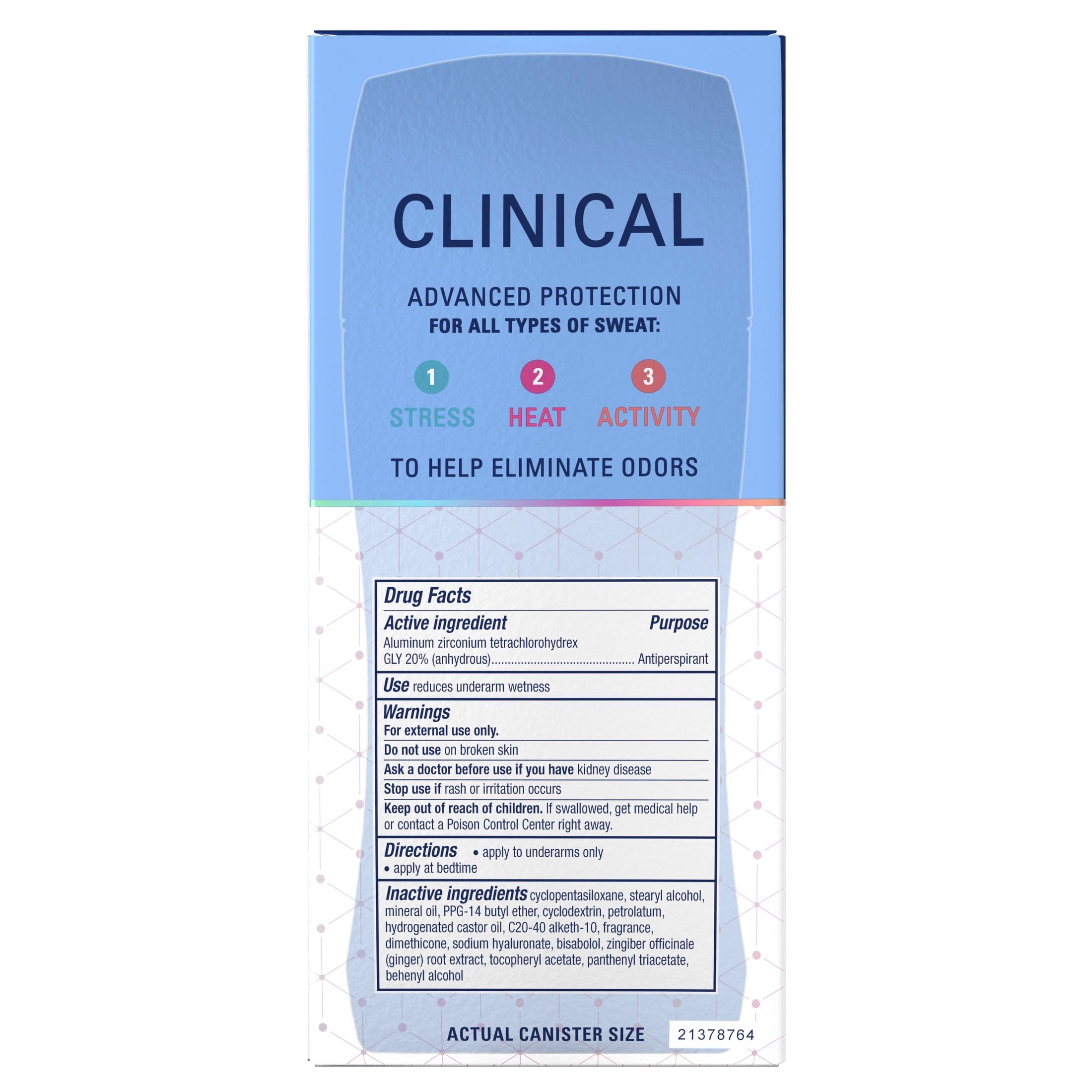 Clinical Invisible Solid Antiperspirant and Deodorant for Women Stick, Protecting Powder, 2.6 oz