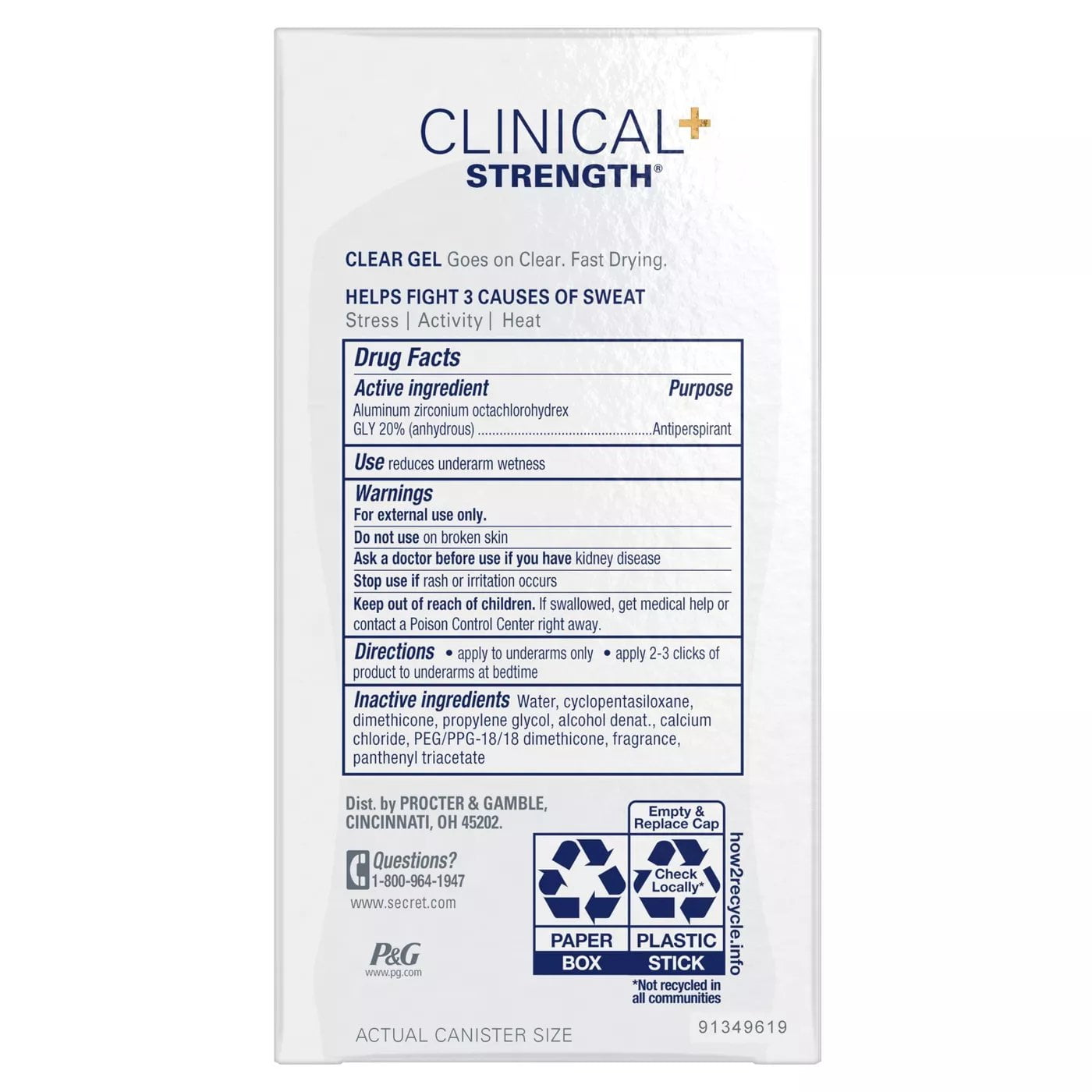 Clear Gel Antiperspirant, Completely Clean, 1.6oz