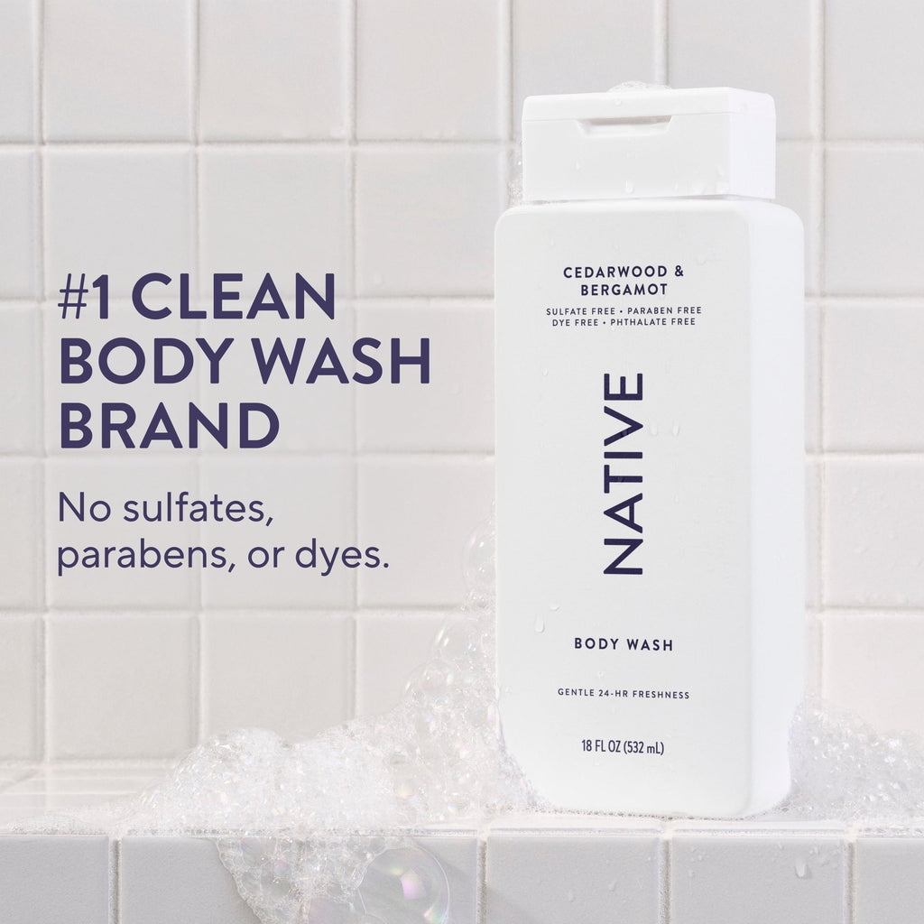 Body Wash, Cedarwood & Bergamot, Sulfate Free, Naturally Derived Ingredients, 24hr Freshness, for Women & Men, 18 fl oz