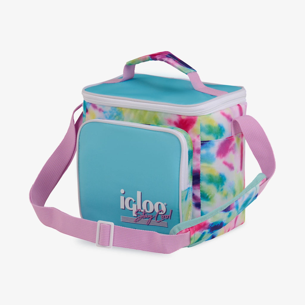 Igloo 9 can Retro Square Lunch Cooler Bag, Lilac Breeze and Light Blue