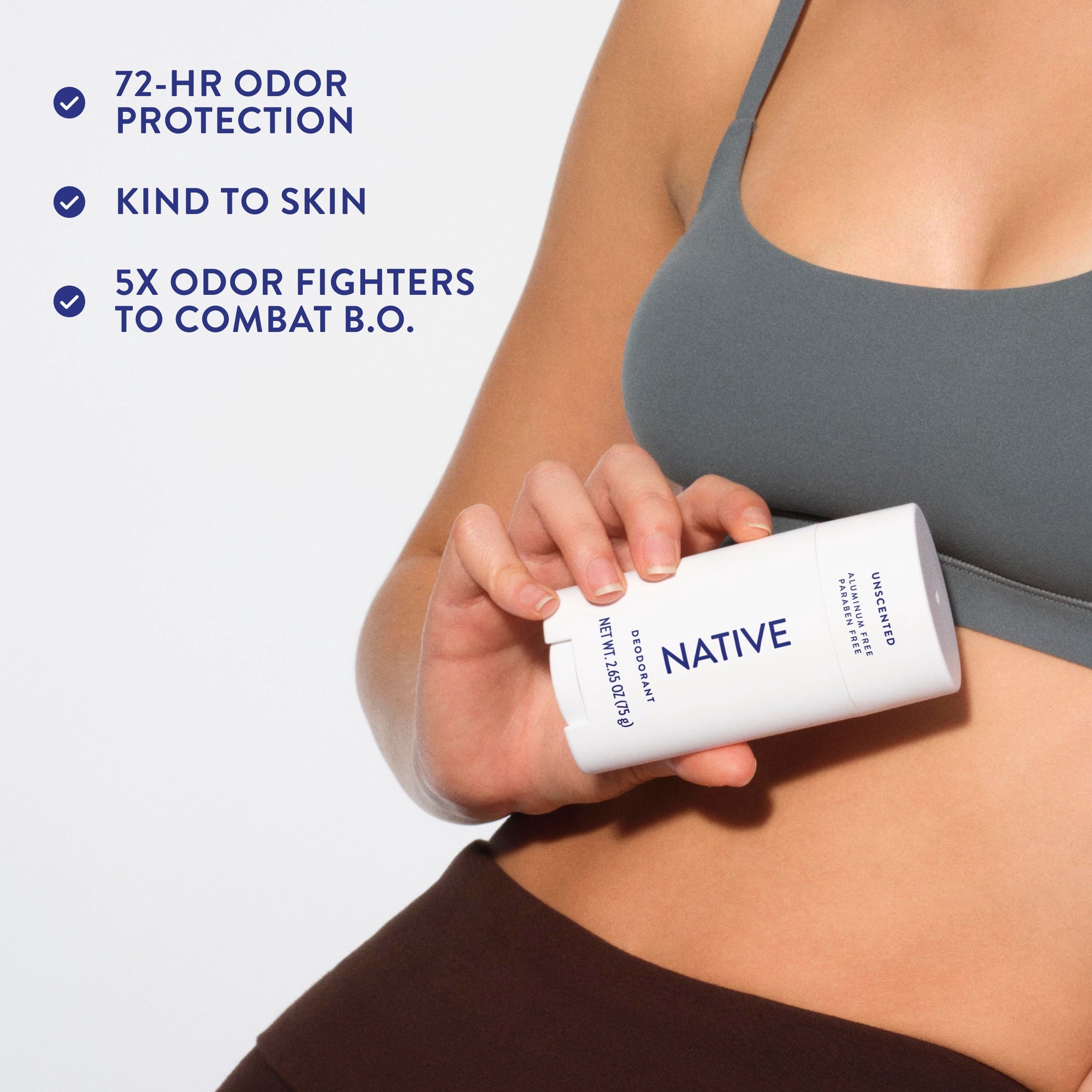 Fragrance Free Deodorant For Men & Women, 72 Hour Solid Deodorant Stick, Unscented, 2.65oz