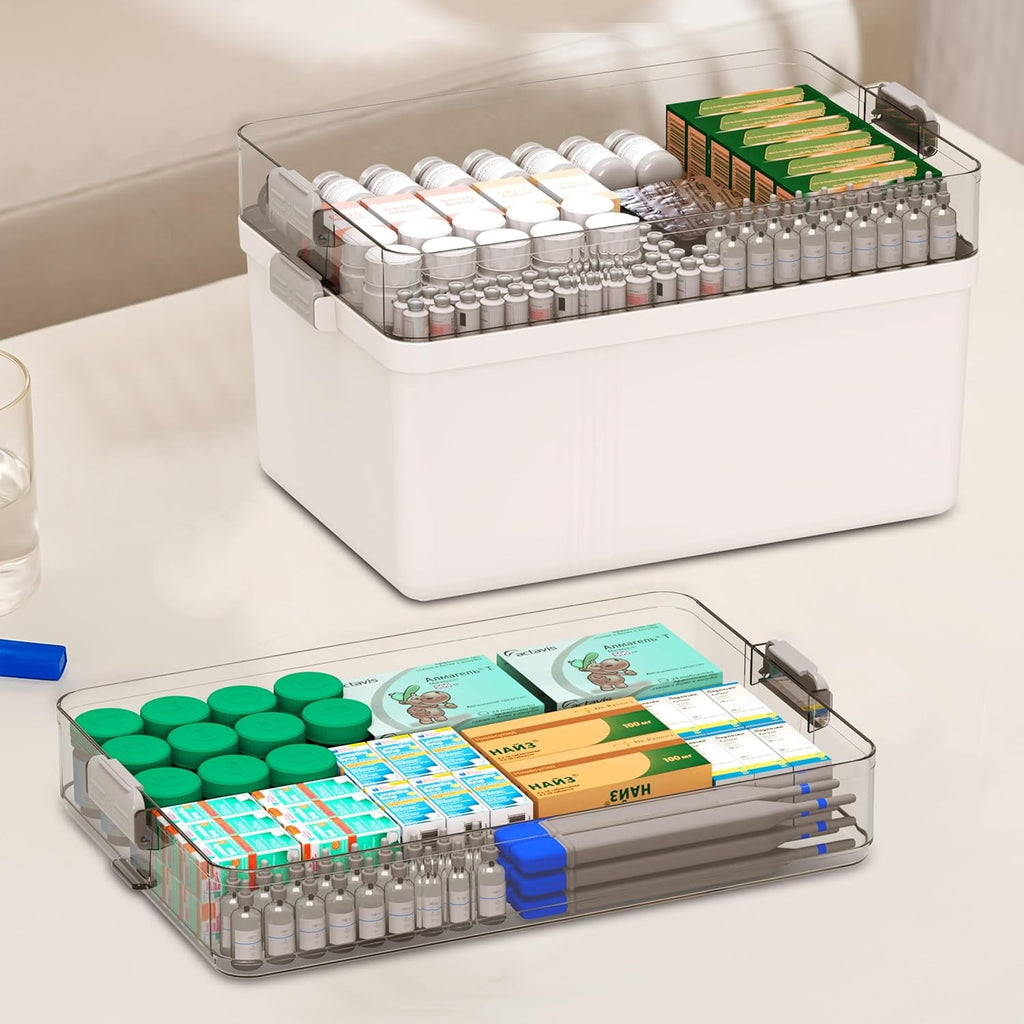 5 Layer storage bins with lid Stack & Carry Box Plastic Handled with Removable Tray for Craft Adult