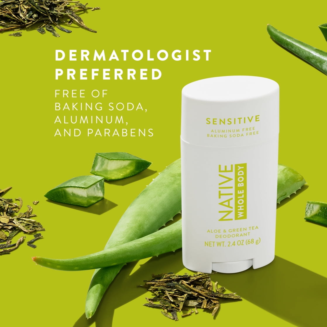 Deodorant, Aluminum Free, Aloe & Green Tea Sensitive Whole Body Deodorant 2.4 oz
