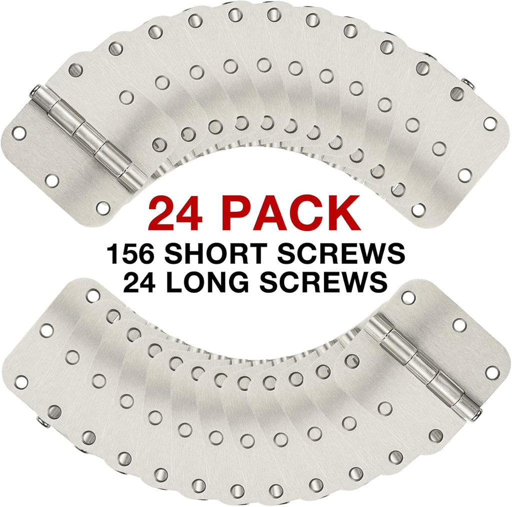 24 Pack Brushed Nickel Door Hinges 3.5 x 3 1/2 Inch Interior Rounded 5/8" Radius Corners Iron Bifold Silver Residential Satin Nickels Hinge for Doors Hardware Kit Office Bedroom Study Living Room