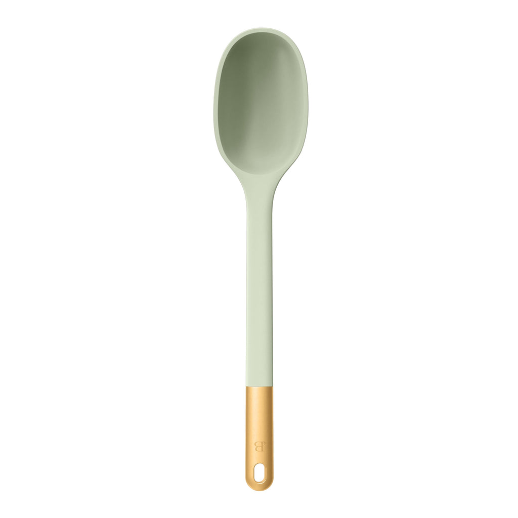 6-Piece Silicone Kitchen Utensil Tool Set with Rotating Rack by Drew Barrymore, Porcini Taupe