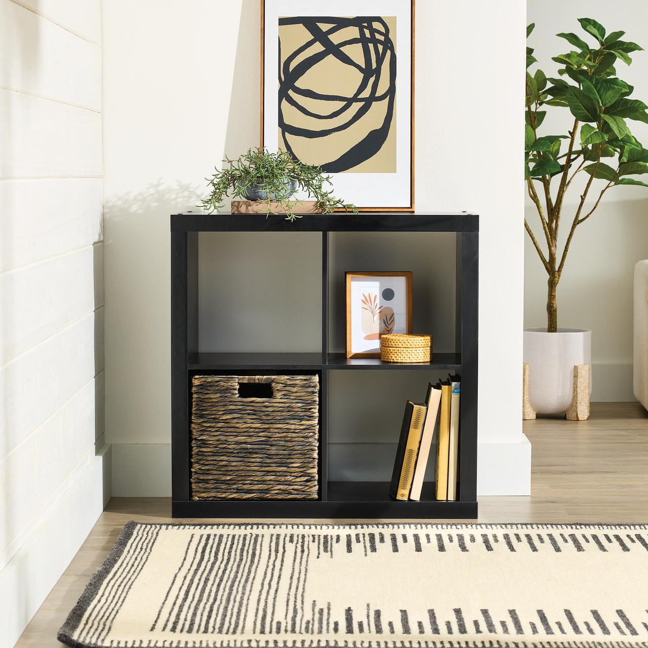 Better Homes & Gardens 4 Cube Storage Organizer, White Texture