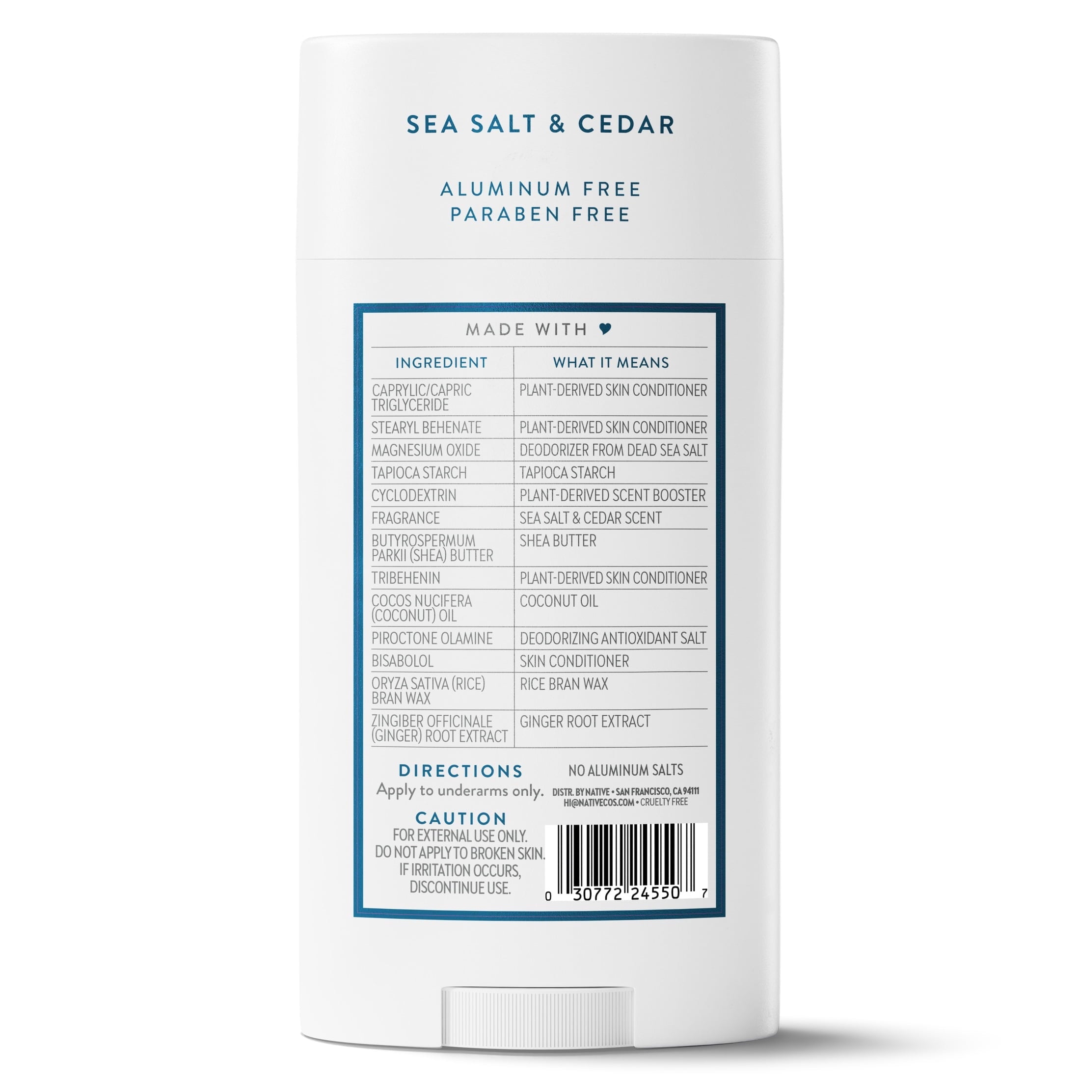 Aluminum Free Deodorant For Men, 72 Hour Solid Deodorant Stick, Sea Salt & Cedar, 3.1oz