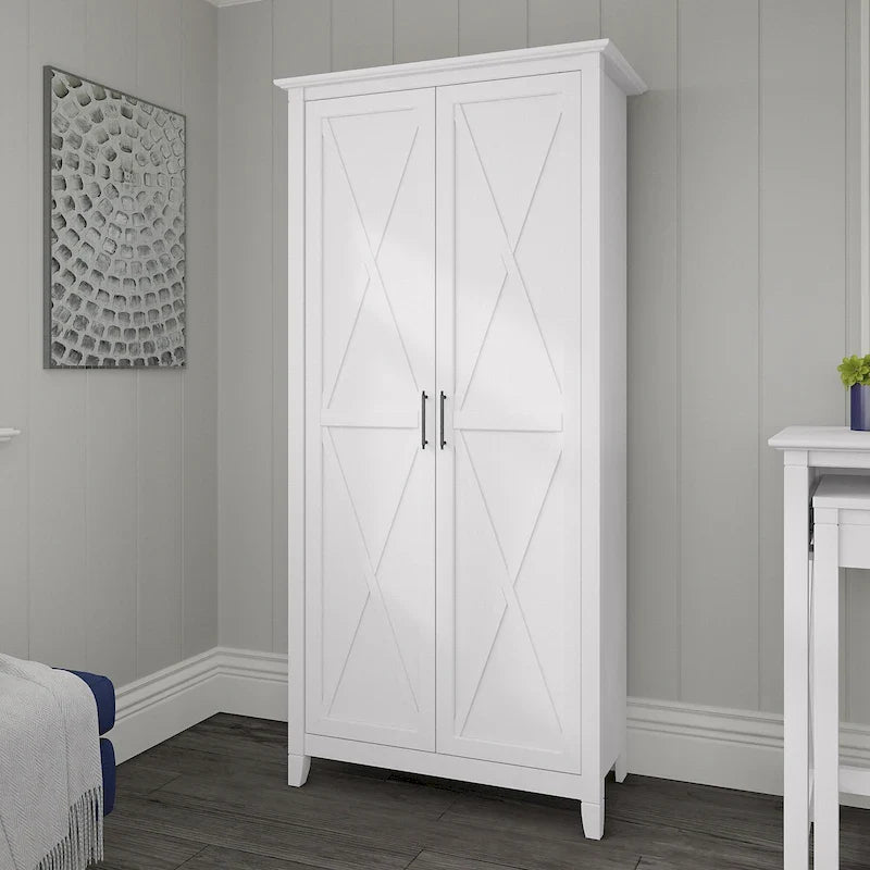 Key West Tall Storage Cabinet with Doors and Shelves by Bush Furniture