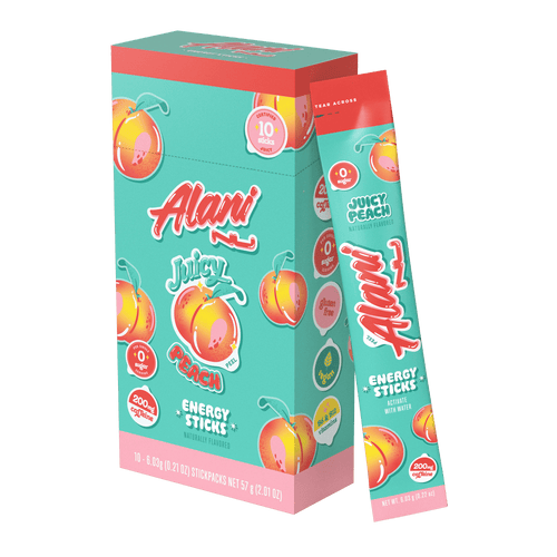 (12 pack) Alani Nu Energy Sticks, Juicy Peach, 10 Count, 200mg Caffeine, Zero Sugar