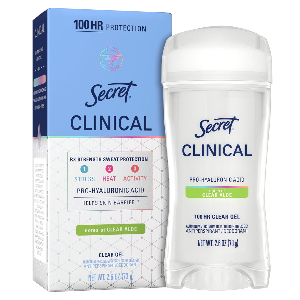 Clinical Antiperspirant Deodorant for Women, 100HR Sweat & Odor Protection, Pro-Hyaluronic Acid, Clear Gel, Clear Aloe, 2.6 oz