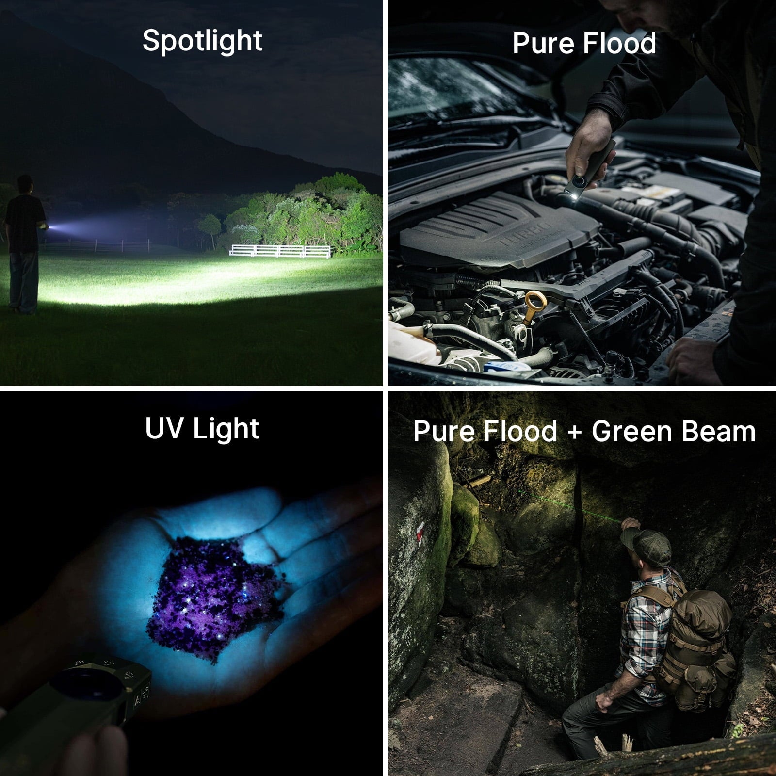 Flat Flashlight Rechargeable Portable Compact Pocket Flash Light,1700 Lumens with White LED,UV and Green Beam for Working,Emergency, Camping, Everyday Carry (Olive Green CW)