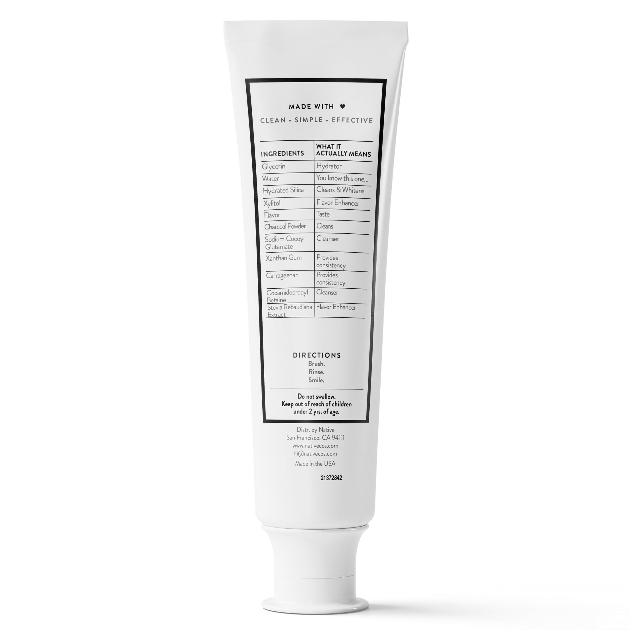Fluoride Free Toothpaste, Charcoal & Mint Flavor, 4.1 oz, for Adults & Kids 2+