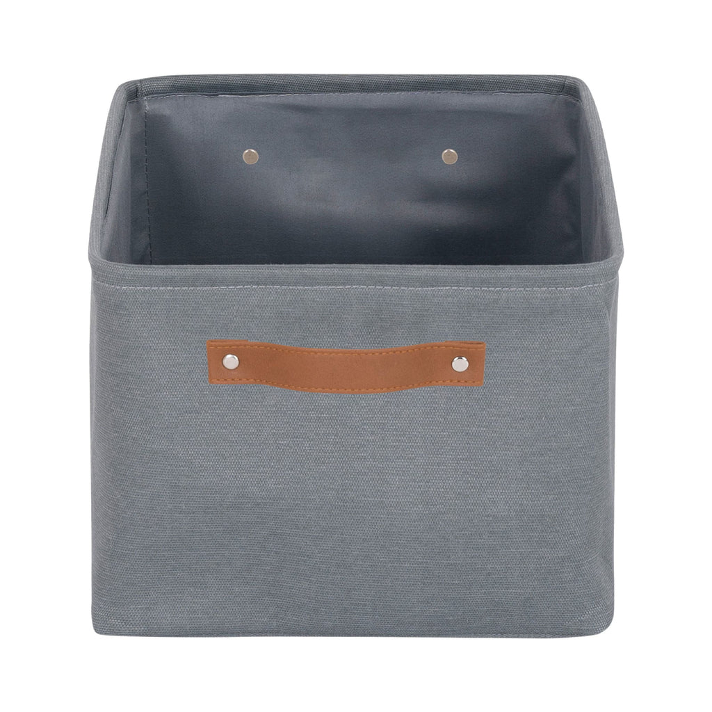 Natural Canvas Fabric Decorative Storage Basket with Handles, 15 in x 8 in x 11 in