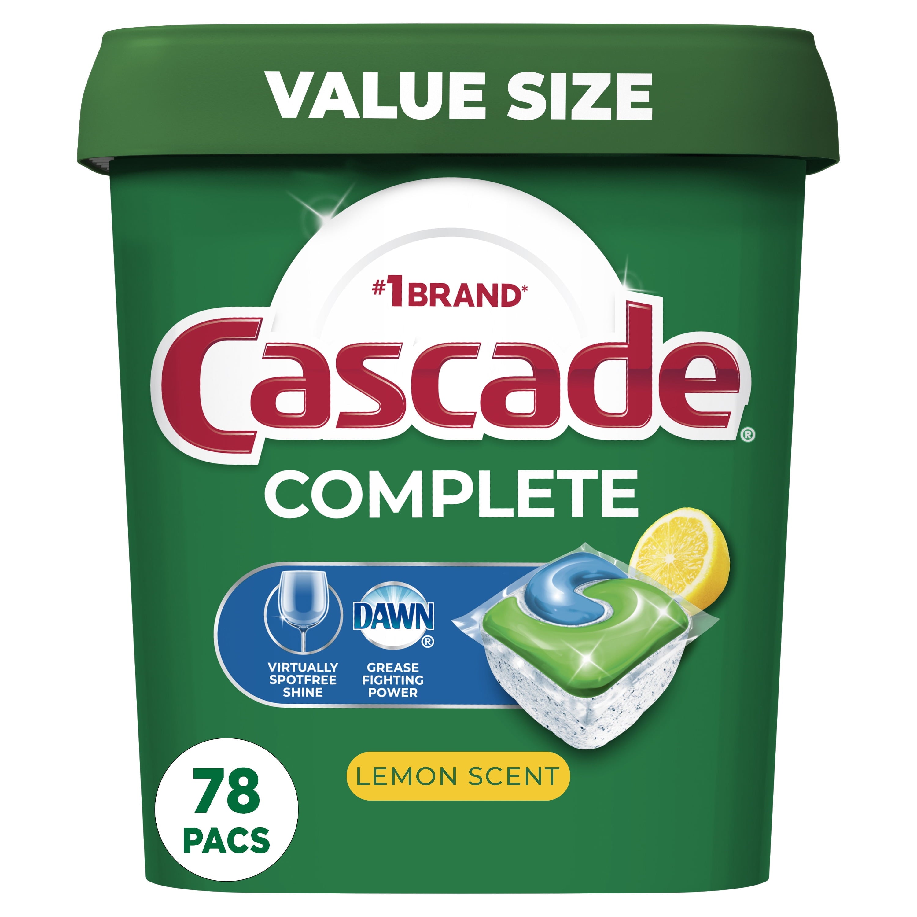 Complete Dishwasher Pods, Action Pacs Dishwasher Detergent, Dishwasher Tabs, Lemon, 78 Count