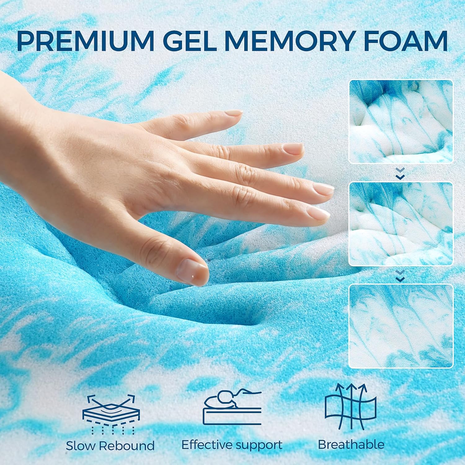 Premium Dual Layer 4 Inch Memory Foam Mattress Topper, 2 Inch Gel Memory Foam and 2 Inch Pillow Top Mattress Pad Cover for Back Pain, Extra Thick Comfort SupportKing 78"x80"
