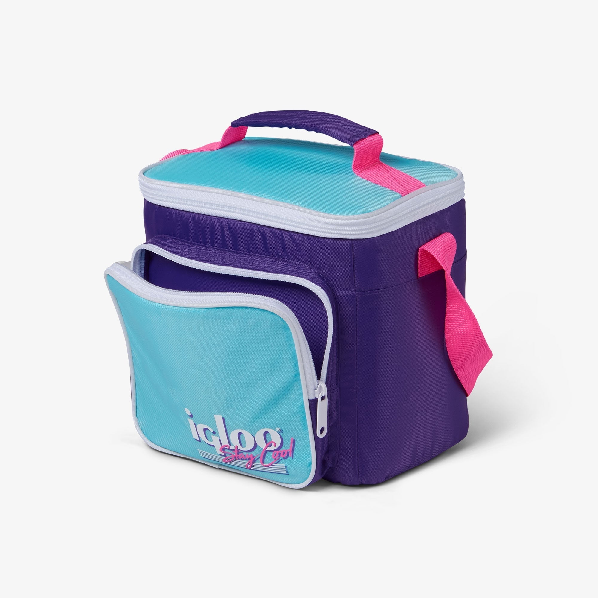 Igloo 9 can Retro Square Lunch Cooler Bag, Lilac Breeze and Light Blue