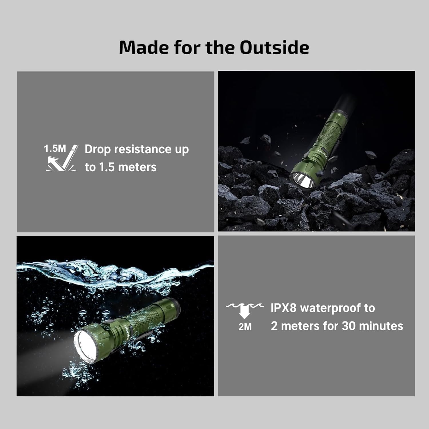 Javelot Long Range Outdoor Flashlight w/Holster, 1350 Lumen, 750 M, OD Green