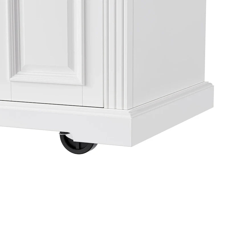 Rolling Kitchen Island with Drop Leaf, Kitchen Island Cart on Wheels, Moveable Island Table with 4 Doors Cabinet & 3 Drawers
