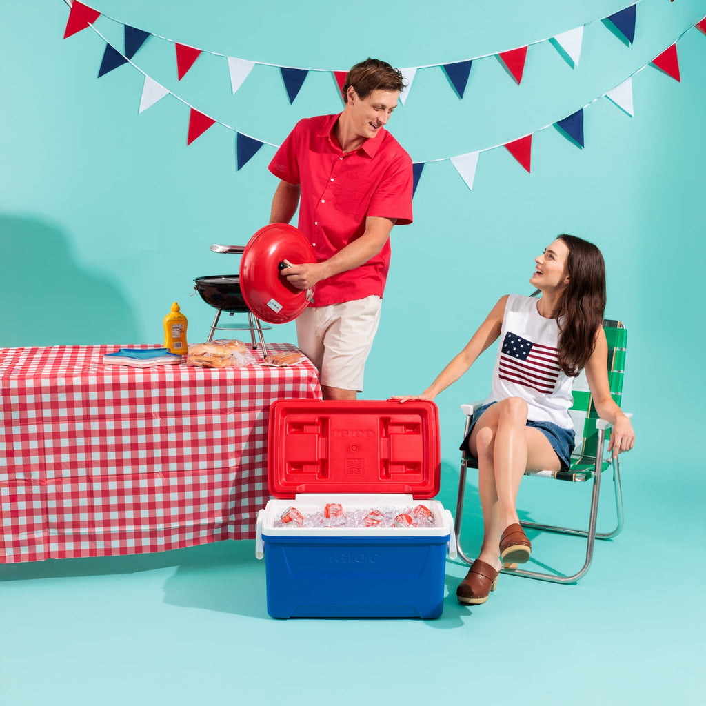 48 QT Laguna Hard Sided Ice Chest Cooler, Red