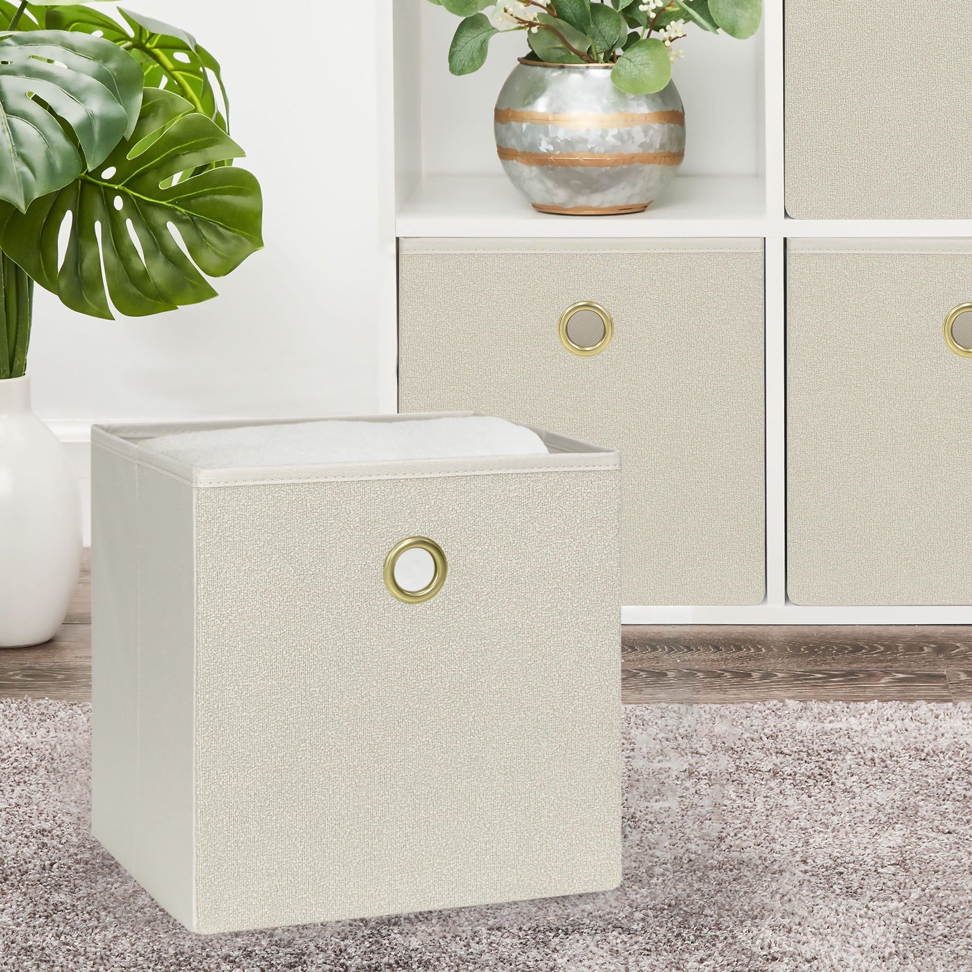Collapsible Fabric Cube Storage Bin, Rich Black