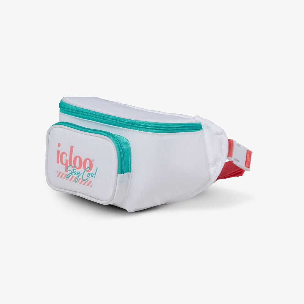 3 can Retro Fanny Pack Cooler Bag, Purple and Aqua Blue