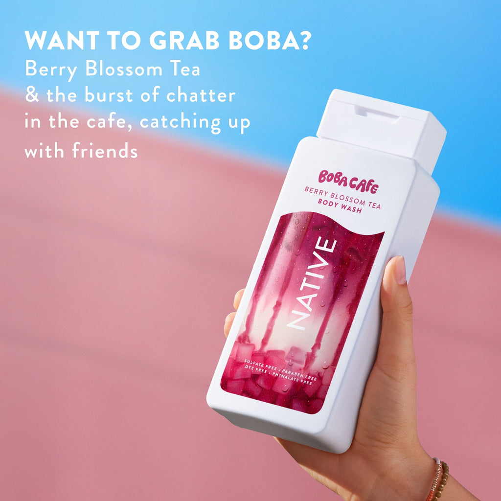 Body Wash, Limited Edition Berry Blossom Tea, Sulfate Free Body Wash for Women & Men, Boba Café, 18 fl oz