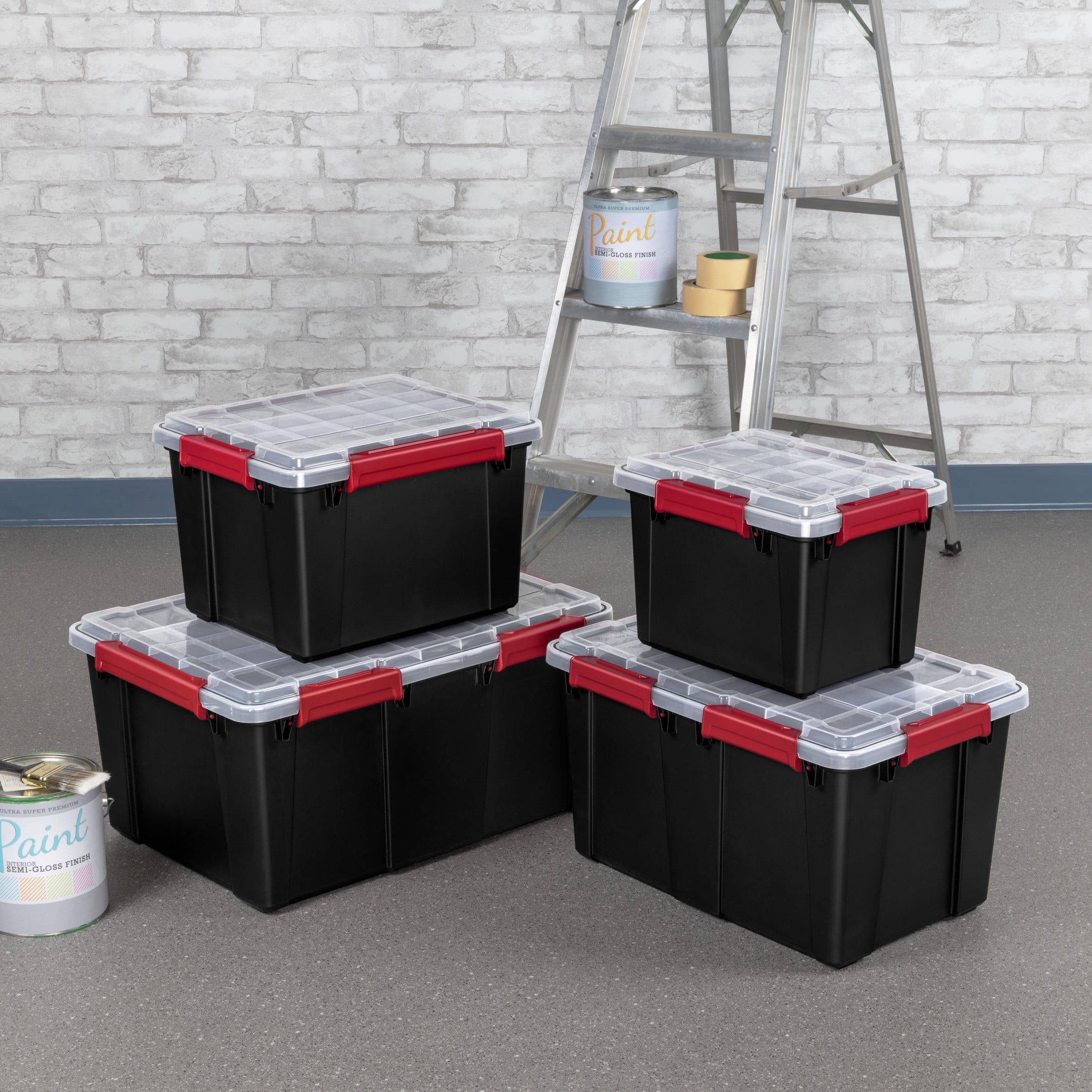 20 Gallon Large Gasket Tote, IP68 Plastic Storage Bin with Lid, Gasket Seal and Latches, Black