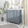 36 Inch Bathroom Vanity with USB Charging, Resin Sink, Solid Wood Frame, 3 Drawers Storage