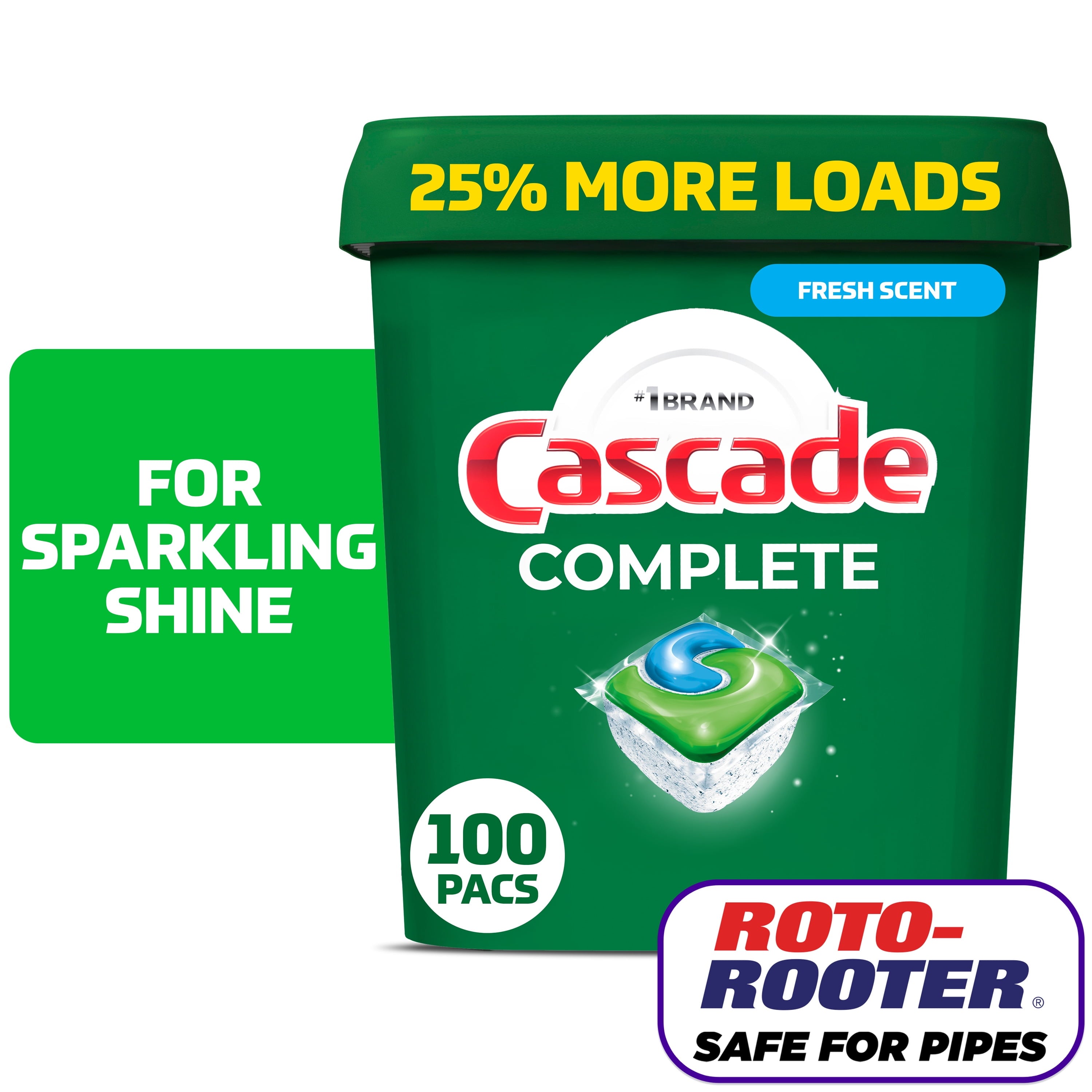 Complete Dishwasher Pods, Action Pacs Dishwasher Detergent Tabs, Fresh, 100 Count