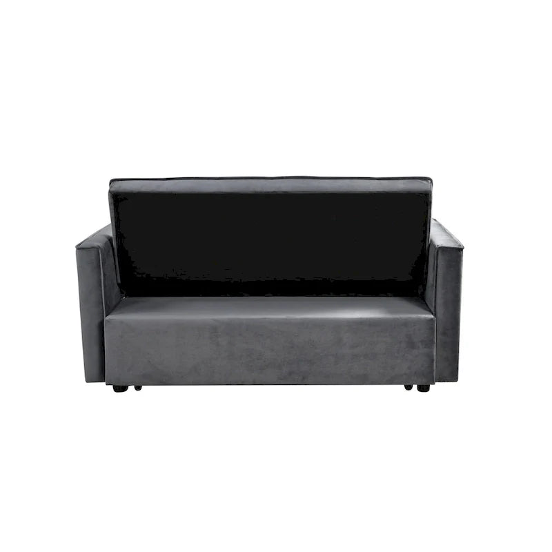 Modern Velvet Futon Loveseat with Reclining Backrest & Pockets, Seats 2 ?Dark Gray / Light Gray / Blue / Black