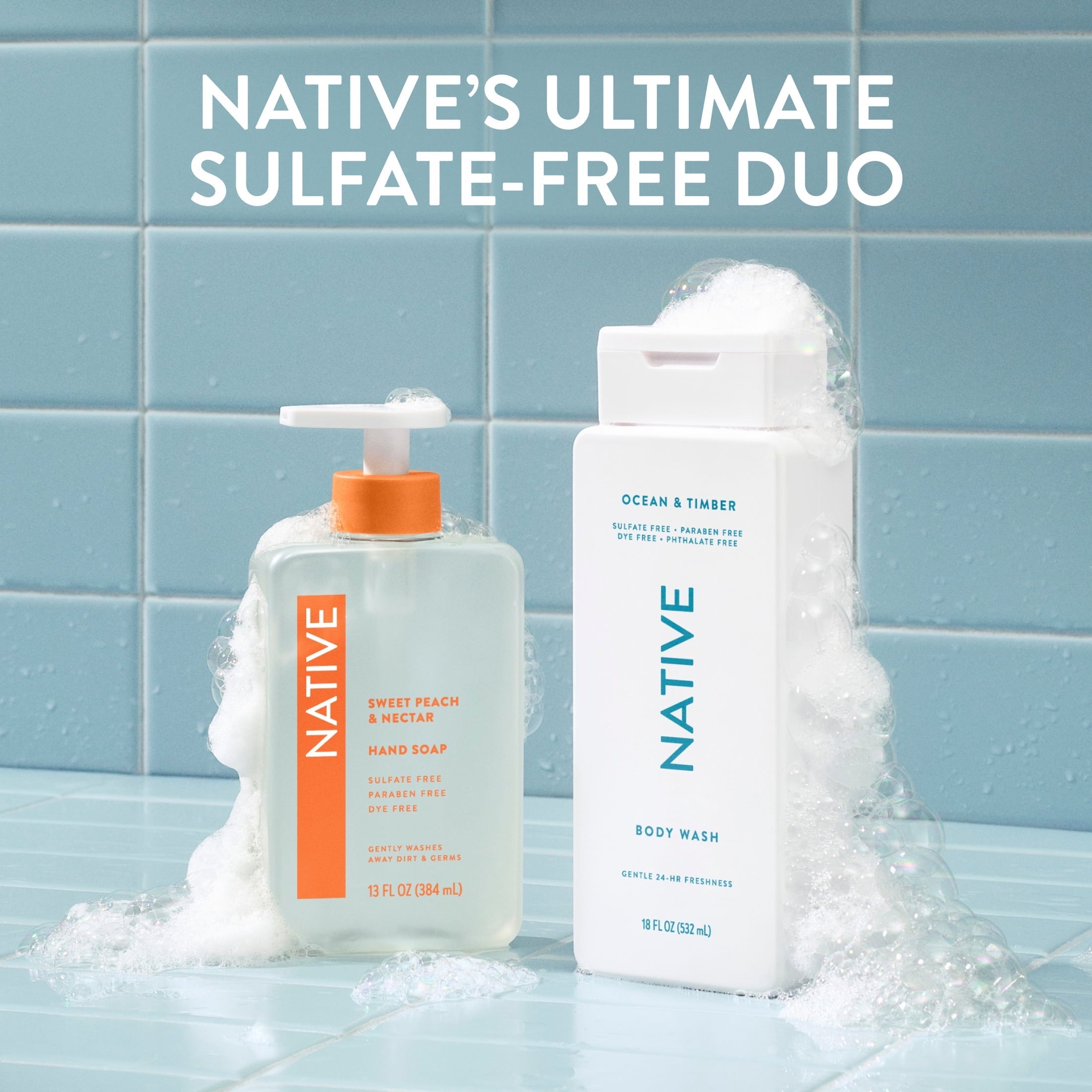 Body Wash, Ocean & Timber, Sulfate Free, Naturally Derived Ingredients, 24hr Freshness, for Women & Men, 18 fl oz