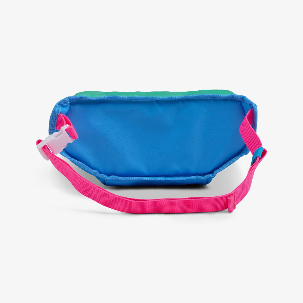 3 can Retro Fanny Pack Cooler Bag, Purple and Aqua Blue
