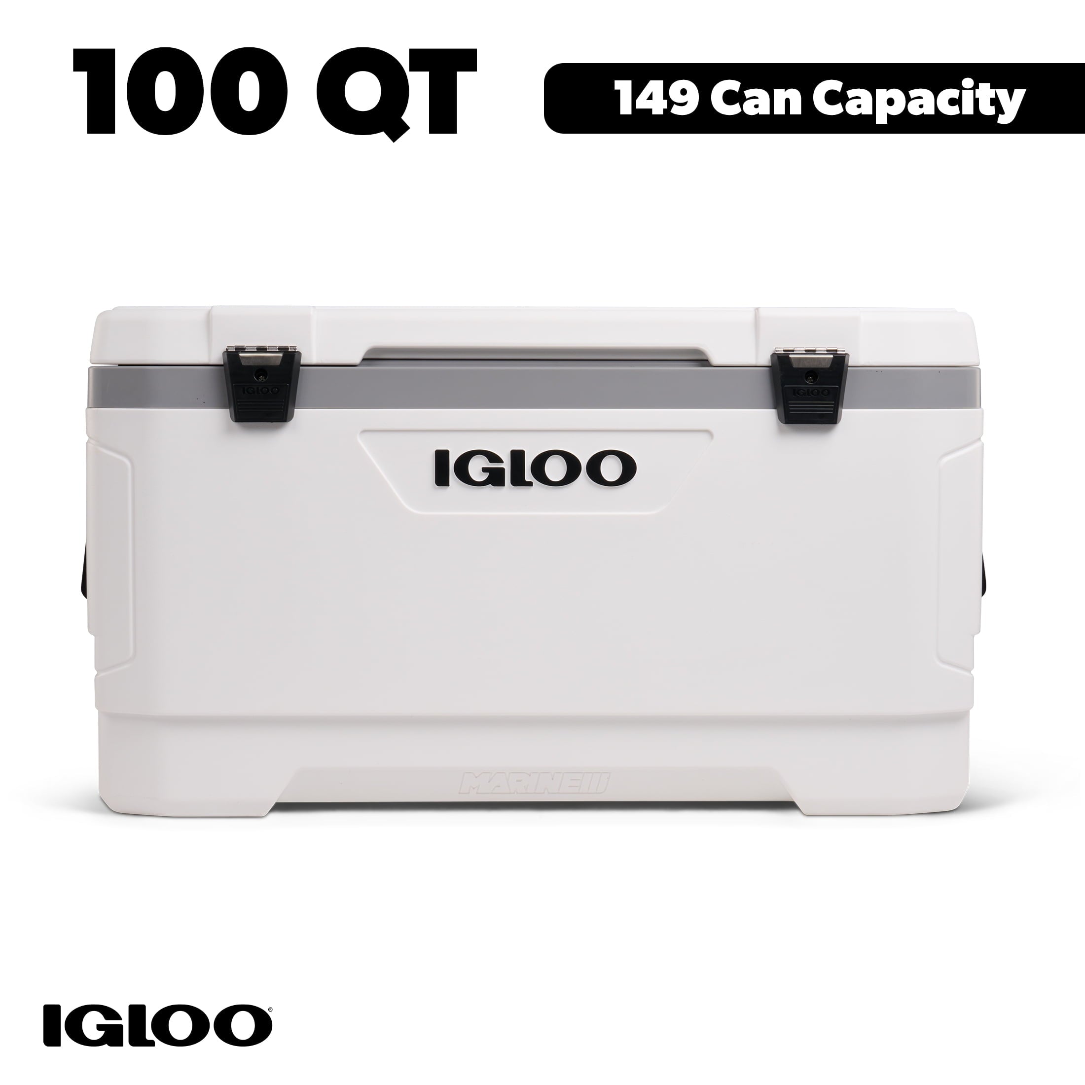 100 QT Latitude Marine Ultra Hard-Sided Cooler, White and Moonscape Gray