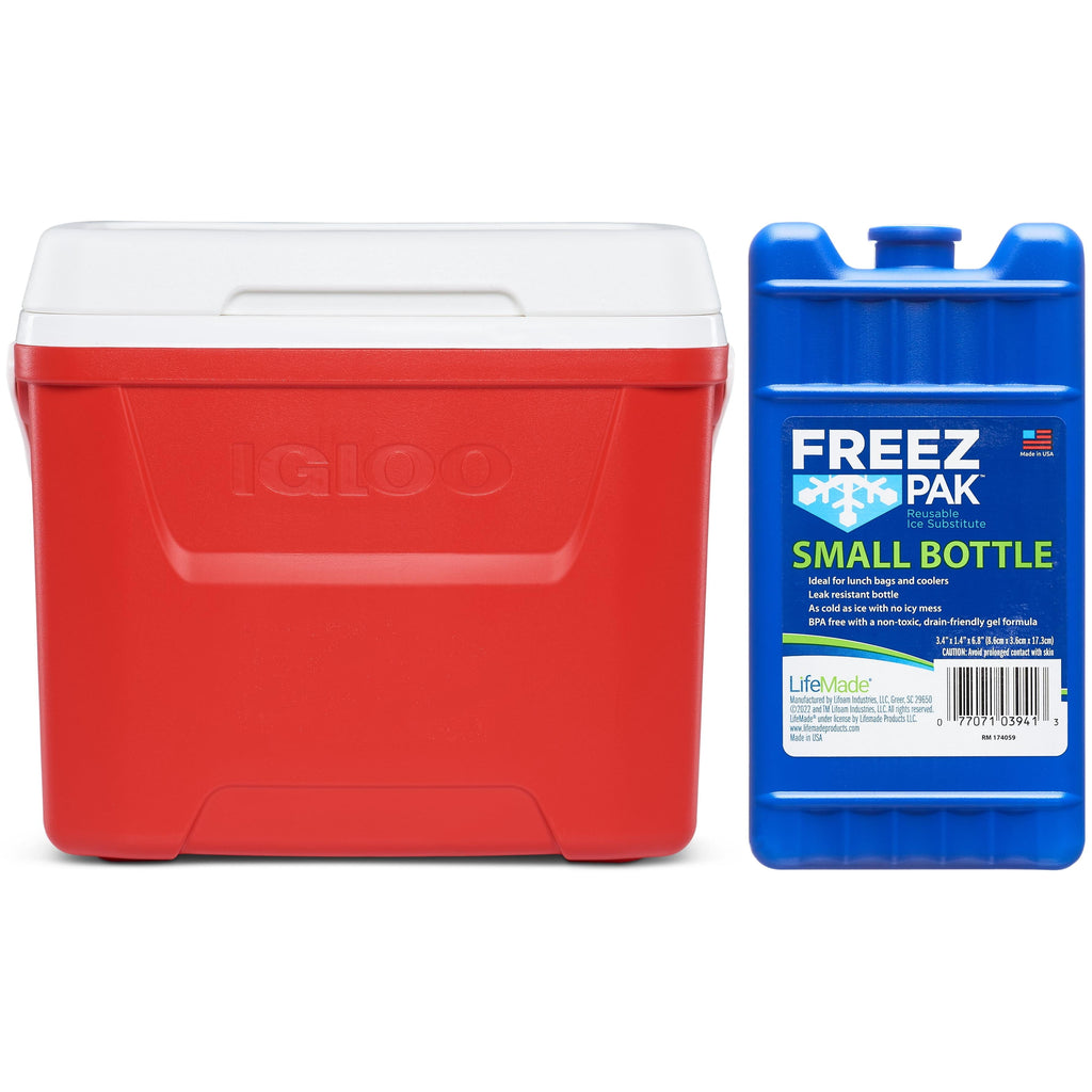28 QT Laguna Ice Chest Cooler, Red, 1 Count and Freez Pak Small Ice Pack, 1 Count