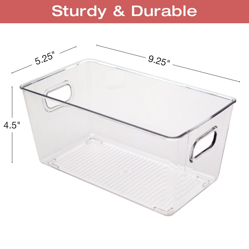 10.12" x 6.02" x 5.31" Rigid Plastic Clear Storage Bins for organizing and storing household goods, food, or Office supplies (Pack of 6) - EGP-HD-0370