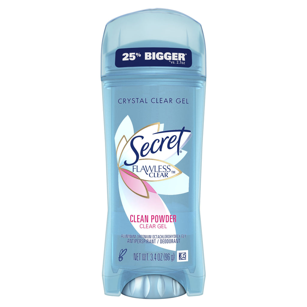 Flawless Clear Gel Antiperspirant and Deodorant for Women, Clean Powder, 3.4 oz